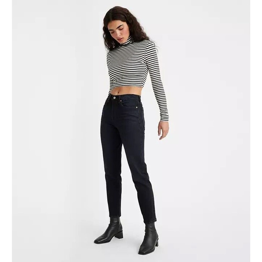 $98 New Levi's Premium Women Wedgie Icon Ankle Tapered Stretch Jeans Black